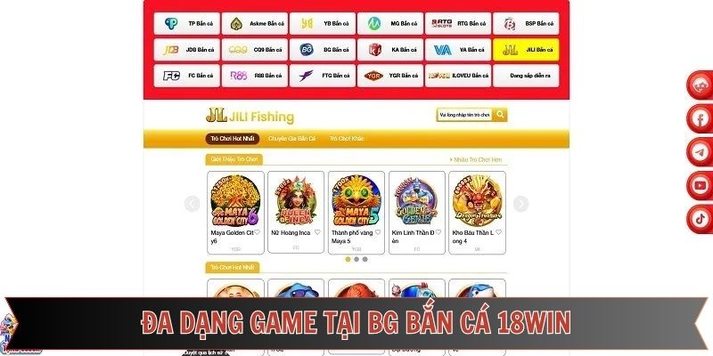 List sản phẩm có 1 0 2 tại sảnh bắn cá BG ở 18Win